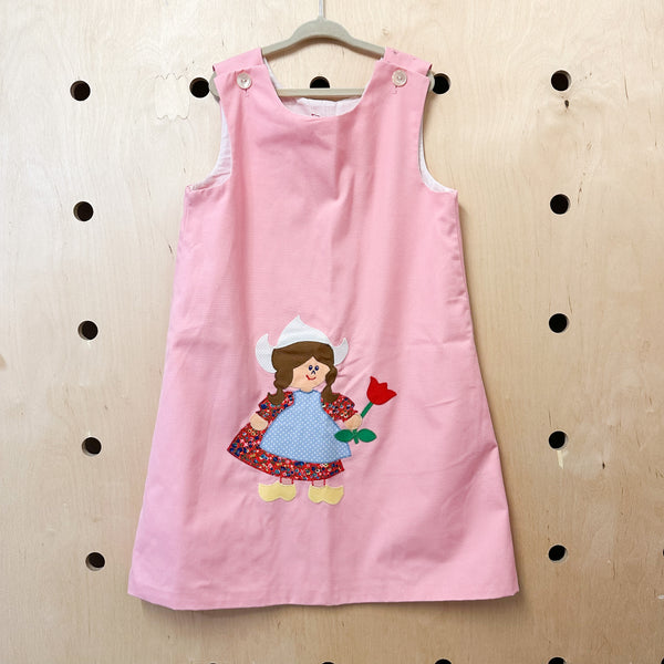 Vintage Dutch Girl Pink Dress / 8yr