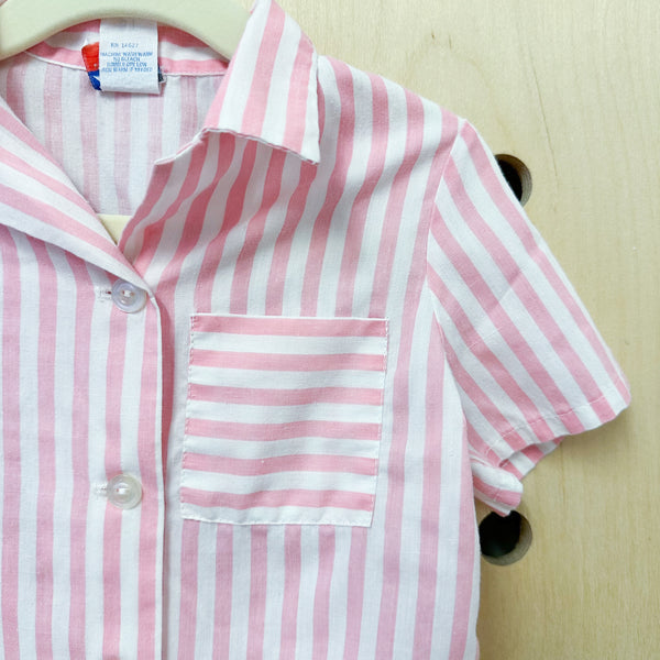 Vintage 1980s Pink Striped Shirt / 3T