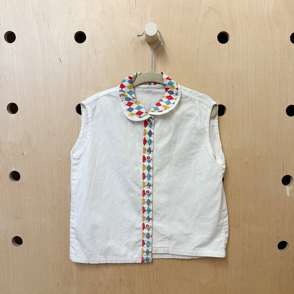Vintage 1950s Harlequin Blouse / 6-7yr