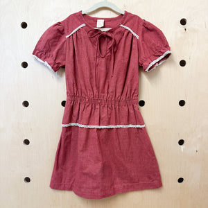 Vintage 1970s Maroon Dress / 9/10yr
