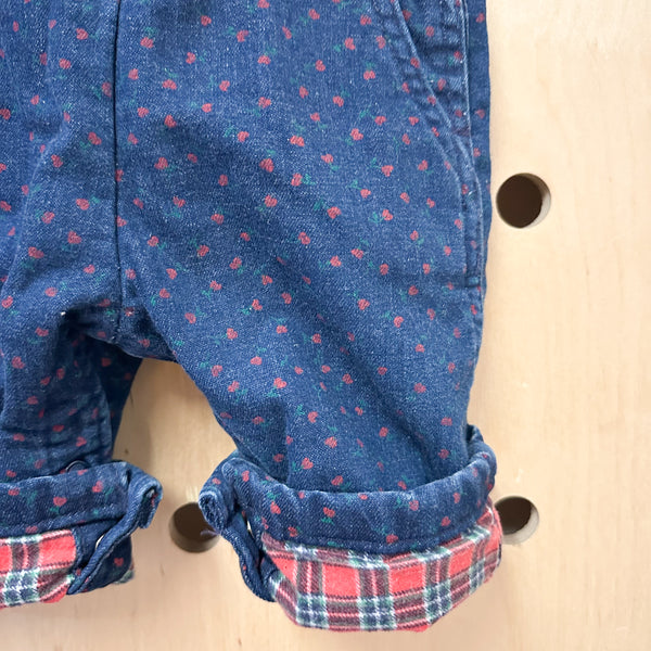 Vintage 1980s OshKosh Floral Denim Overalls / 12M