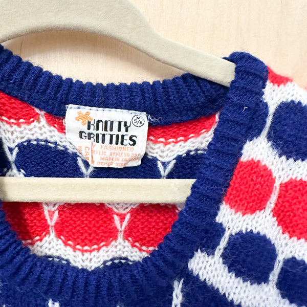 Vintage 1960s Patterned Knit Vest / 4-5T