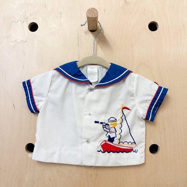 Vintage 1980s Nautical Shirt / size 6M