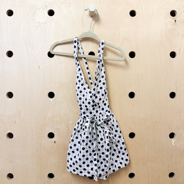 Vintage 1980s Dotted Apron Dress / 12M-24M