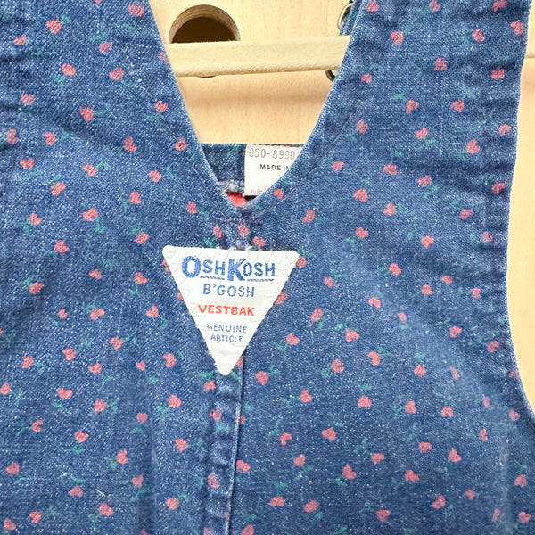 Vintage 1980s OshKosh Floral Denim Overalls / 12M