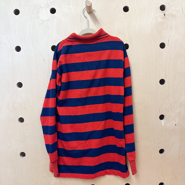 Vintage Navy and Red Striped Polo Shirt / 14yr