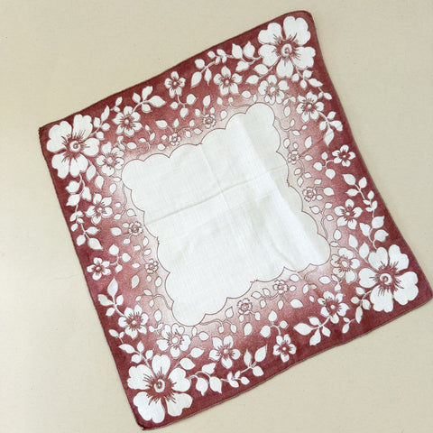 Vintage Hankie - Sepia Floral