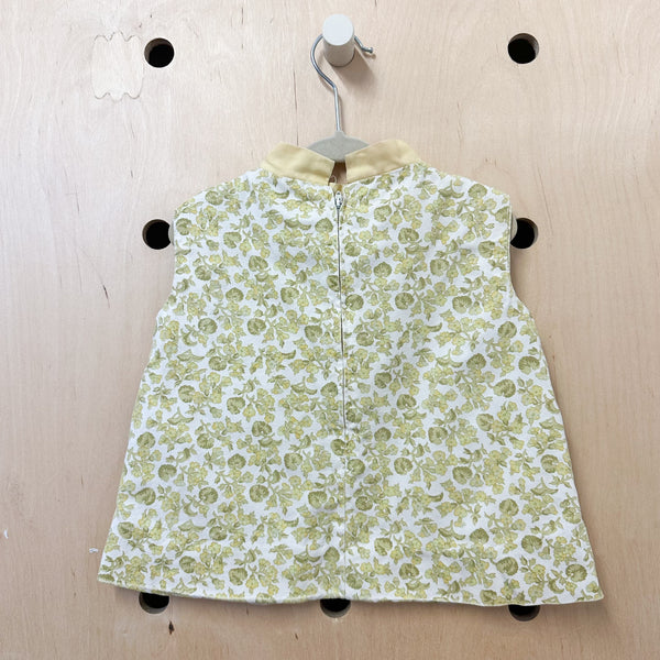 Vintage 1960s Yellow Floral Dress / 18-24M