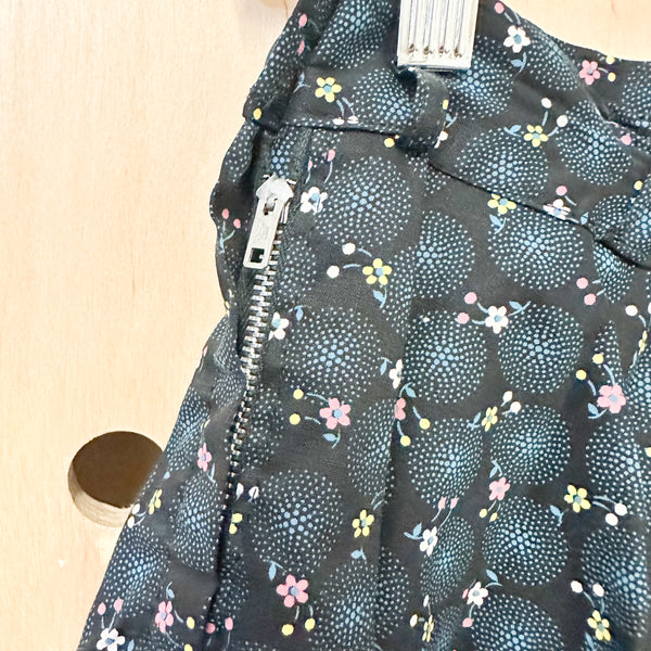 Vintage 1950s Black Floral Circle Skirt / 10yr