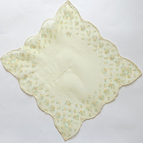 Vintage Hankie - Yellow Flocked