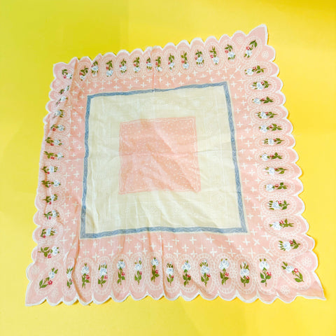 Vintage Hankie - Pink Square