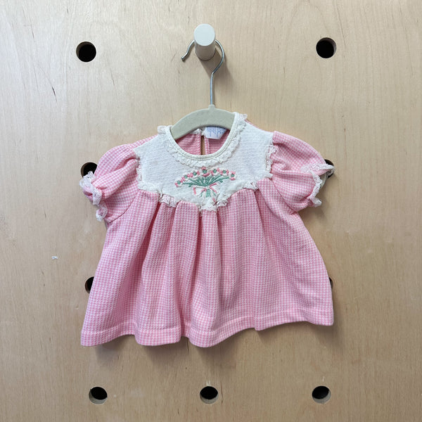 Vintage 1980s Flower Bouquet Dress / 0-3M