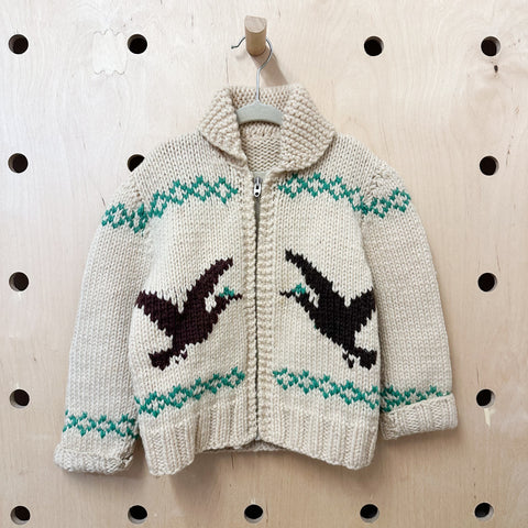 Vintage 1950s Duck Wool Cowichan Sweater / 4T