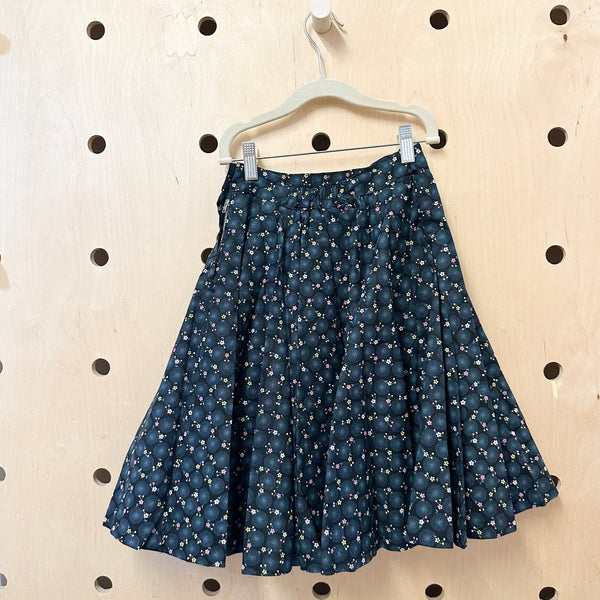 Vintage 1950s Black Floral Circle Skirt / 10yr