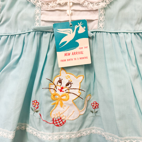 Vintage 1980s Cat Dress / 0-3M