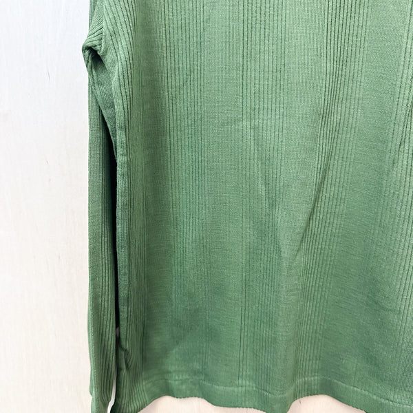 Vintage 1970s Moss Green Turtleneck Top / 12-14yr