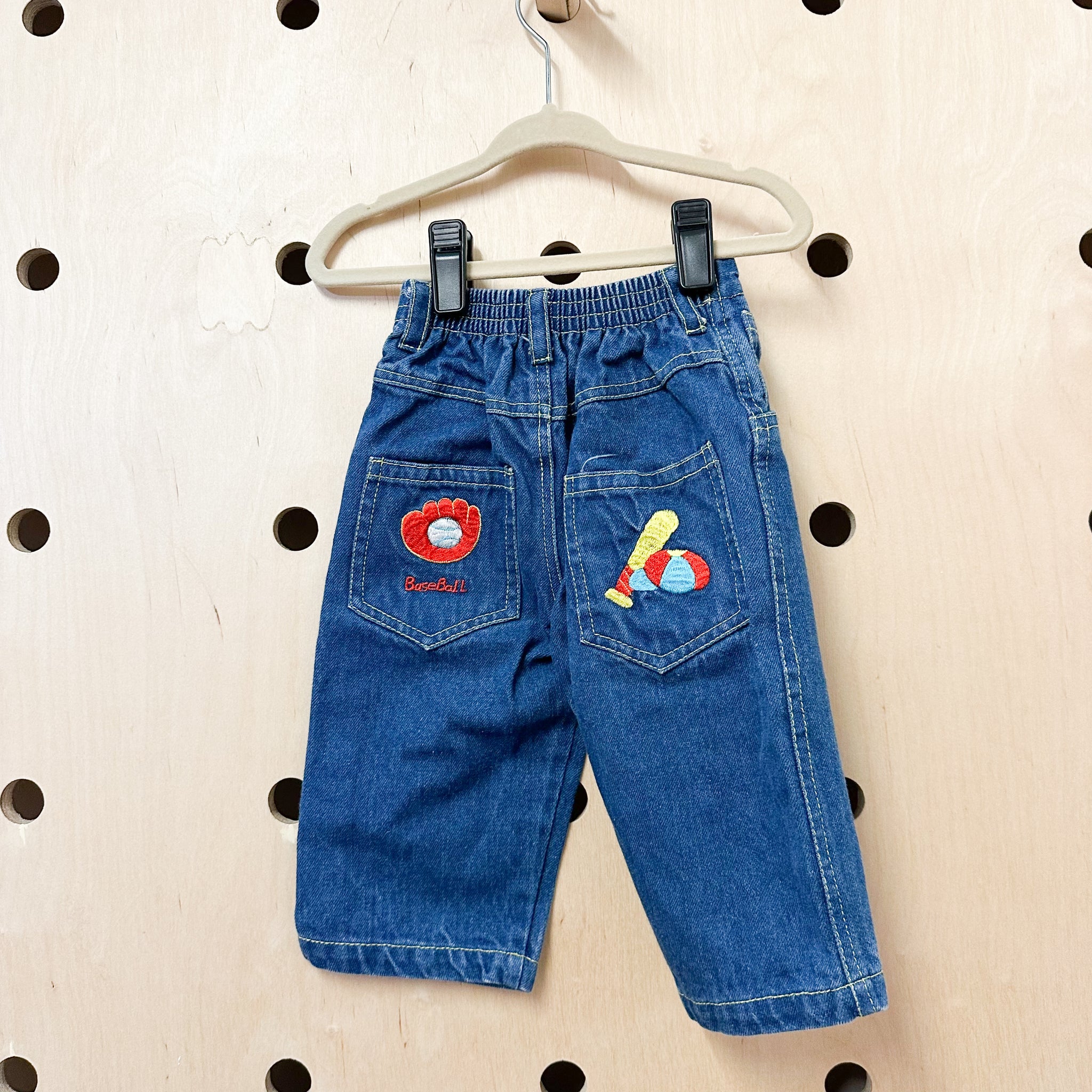 Vintage 1980s Baseball Jeans / 9-12M