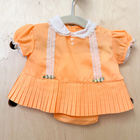 Vintage 1970s Orange Dress set / 0-3M
