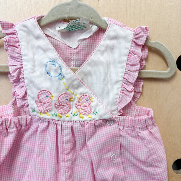 Vintage 1980's Pink Chick Romper / 3-6M