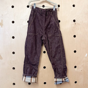 Vintage 1950s Brown Flannel Lined Jeans / 7-8yr