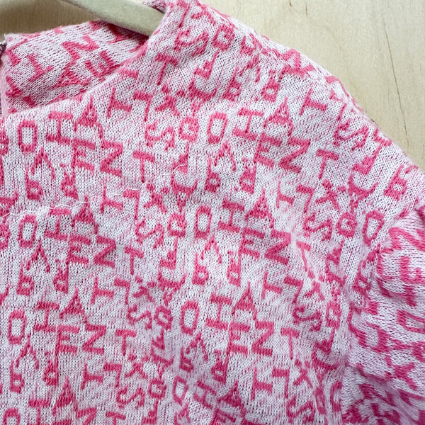 Vintage 1960s Alphabet Knit Top / 6yr
