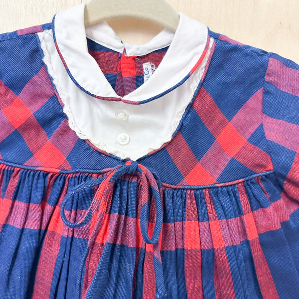 Vintage 1960s Red Plaid Dress / 12M