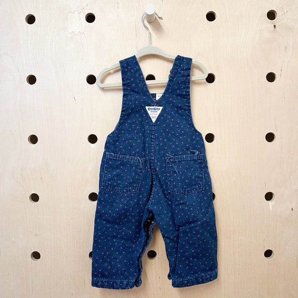 Vintage 1980s OshKosh Floral Denim Overalls / 12M