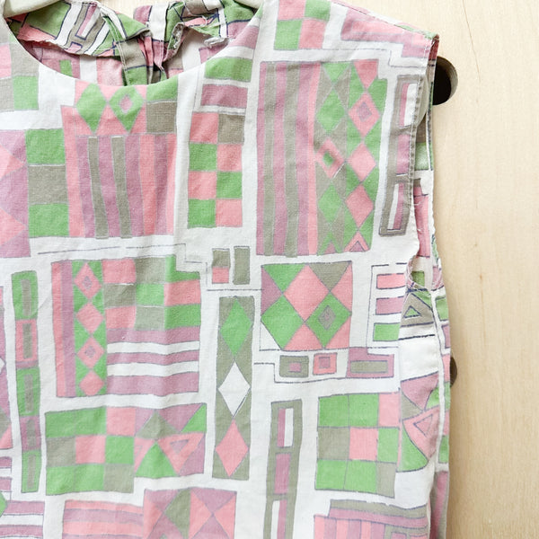 Vintage 1960s Geo Print Blouse / 5T (pink)