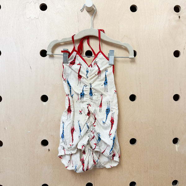 Vintage 1940s Giraffe Print Swimsuit / 4-5T