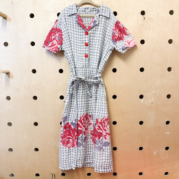 Vintage 1940s Rose Print Dress / 12yr