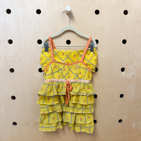 Vintage 1960s Yellow Swimsuit Set / 12yr