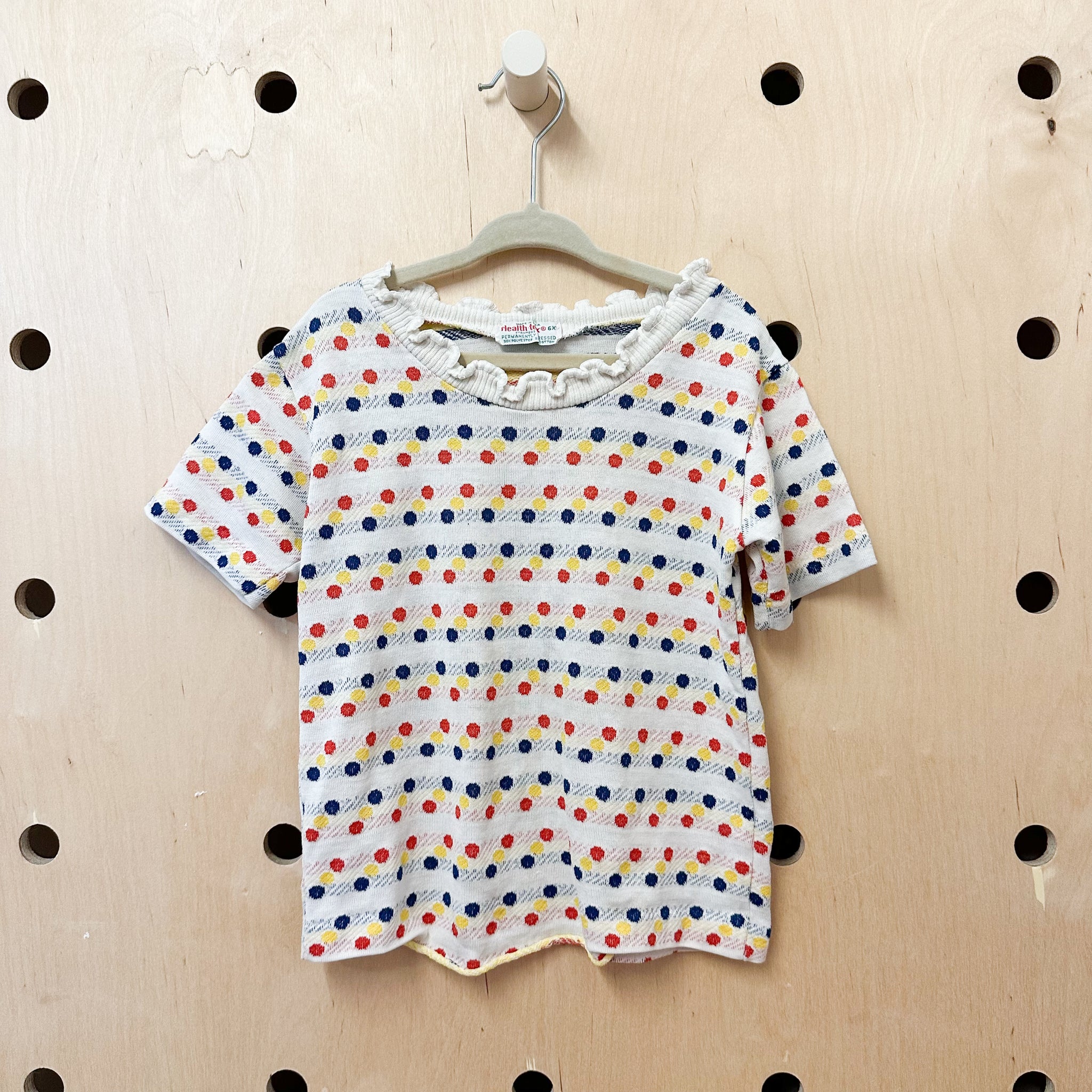 Vintage 1970s Dotted Ruffled Tee / 5-6yr
