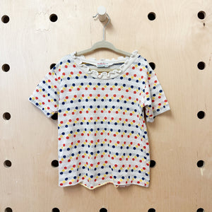 Vintage 1970s Dotted Ruffled Tee / 5-6yr