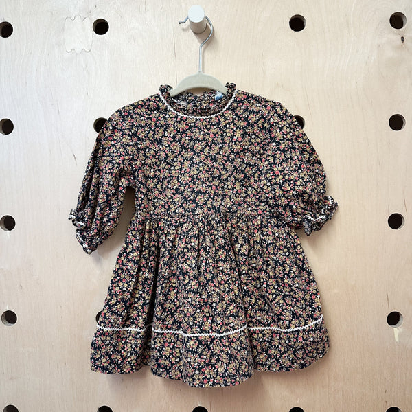 Vintage 1960s Calico Floral Dress / 18M-24M