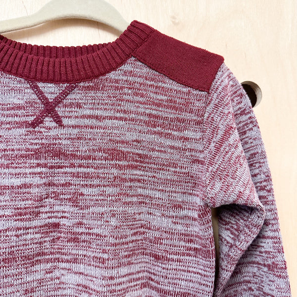 Vintage 1970s Maroon & Gray Space Dye Sweater / 5T