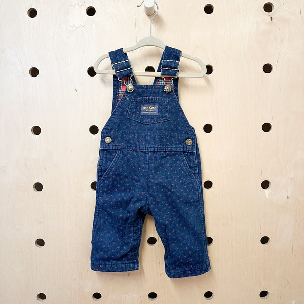 Vintage 1980s OshKosh Floral Denim Overalls / 12M