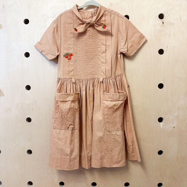Vintage 1950s Orange Cotton Dress / 7-8yr