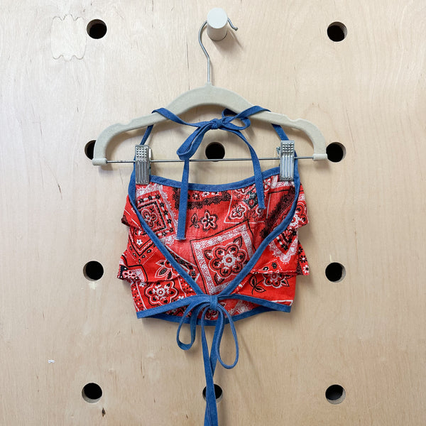 Vintage 1960s Bandanna Sun Top / 10yr