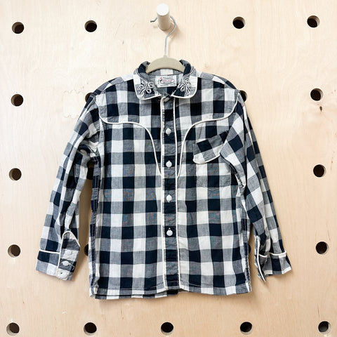 Vintage 1960s Checkered Western Shirt / 5T