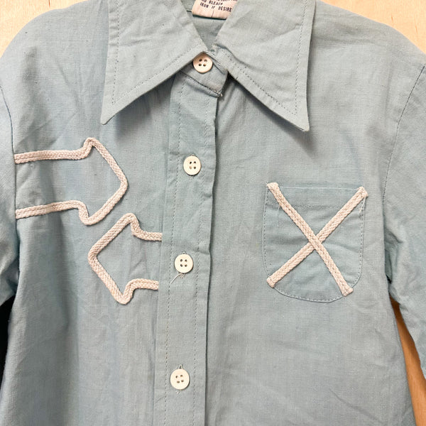 Vintage 1980s Blue Western Shirt / 5yr