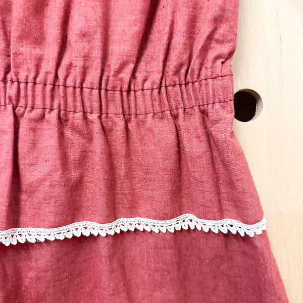 Vintage 1970s Maroon Dress / 9/10yr