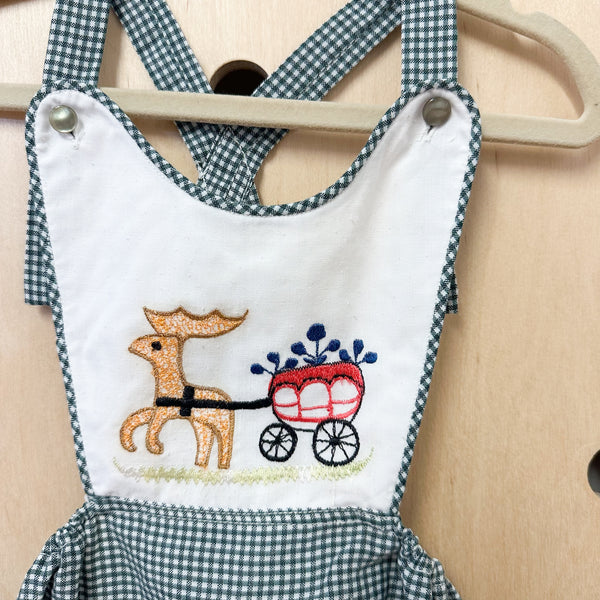 Vintage Embroidery Gingham Romper / 12-24M