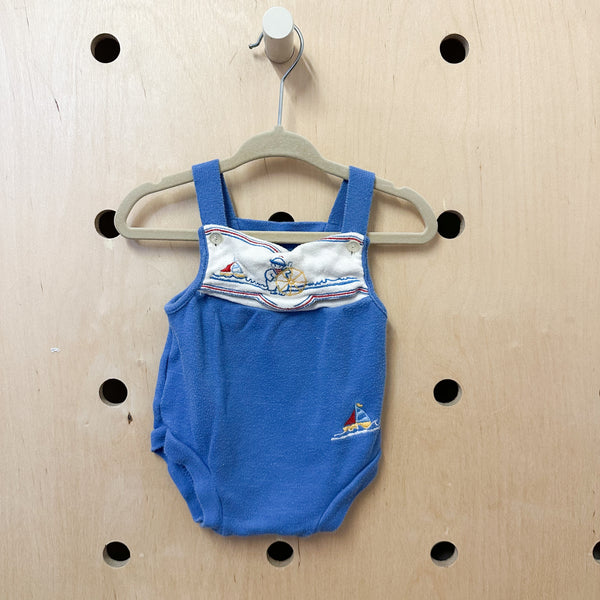 Vintage 1980s Sailor Romper / 6M