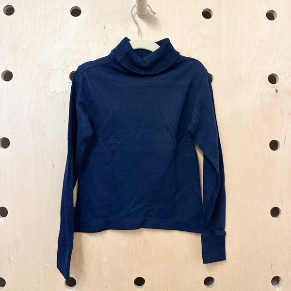 Vintage 1970s Navy Colorblock Turtleneck / 6yr