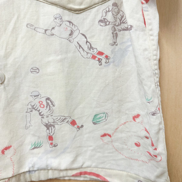 Vintage 1940s UBS Baseball Novelty Print Shirt / 5T