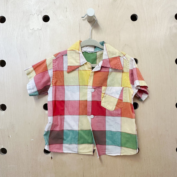 Vintage 1960s Rainbow Check Shirt / 3T