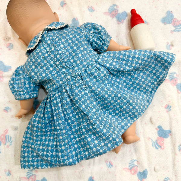 Vintage 1950s Blue Doll Dress (fits Minikane Soft Bodied doll)