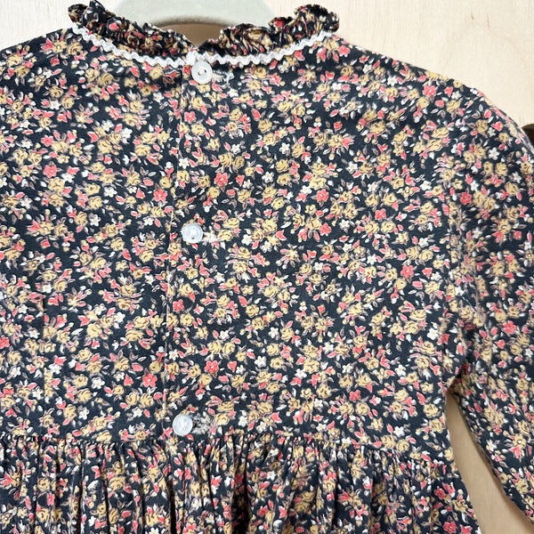 Vintage 1960s Calico Floral Dress / 18M-24M