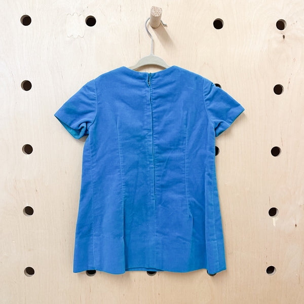 Vintage 1960s Blue Velvet Dress / 3-4T