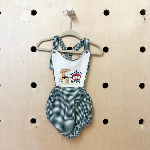 Vintage Embroidery Gingham Romper / 12-24M